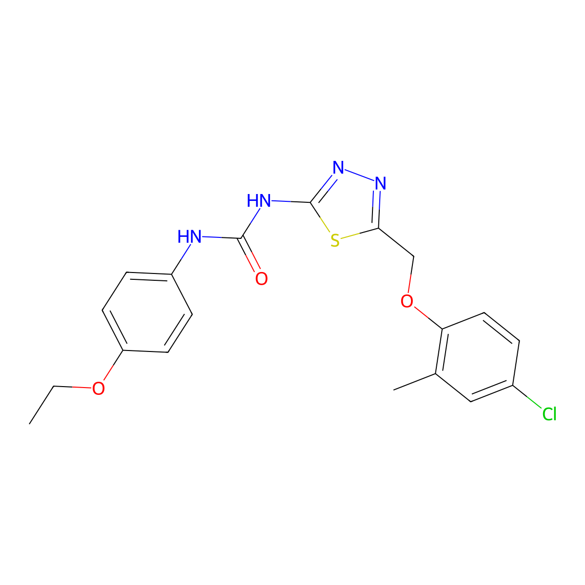 1-[5-[(4-Chloro-2-methylphenoxy)methyl]-1,3,4-thiadiazol-2-yl]-3-(4-ethoxyphenyl)urea molecular structure, CAS 426250-95-5