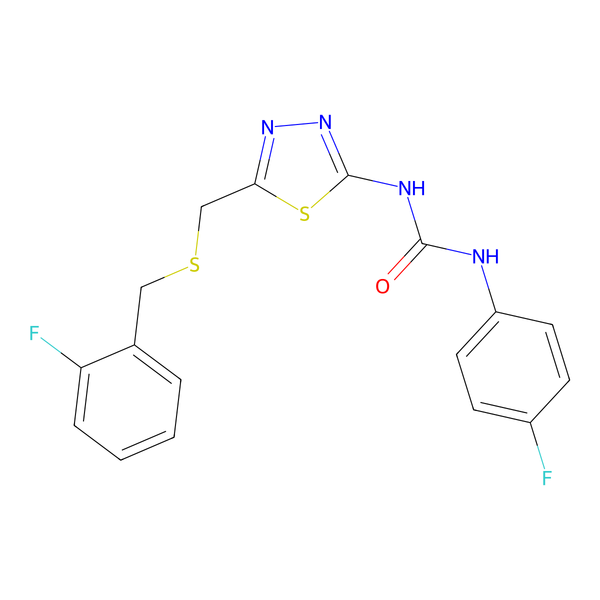 1-(4-Fluorophenyl)-3-[5-[(2-fluorophenyl)methylsulfanylmethyl]-1,3,4-thiadiazol-2-yl]urea molecular structure, CAS 426251-02-7