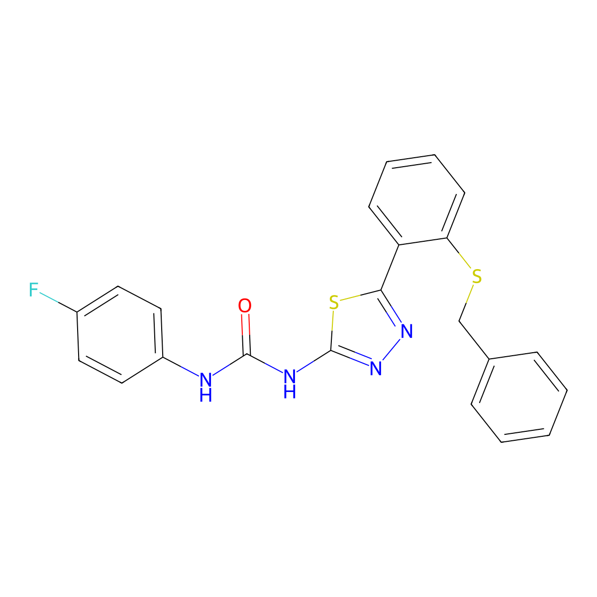 1-{5-[2-(Benzylsulfanyl)phenyl]-1,3,4-thiadiazol-2-yl}-3-(4-fluorophenyl)urea molecular structure, CAS 426251-05-0