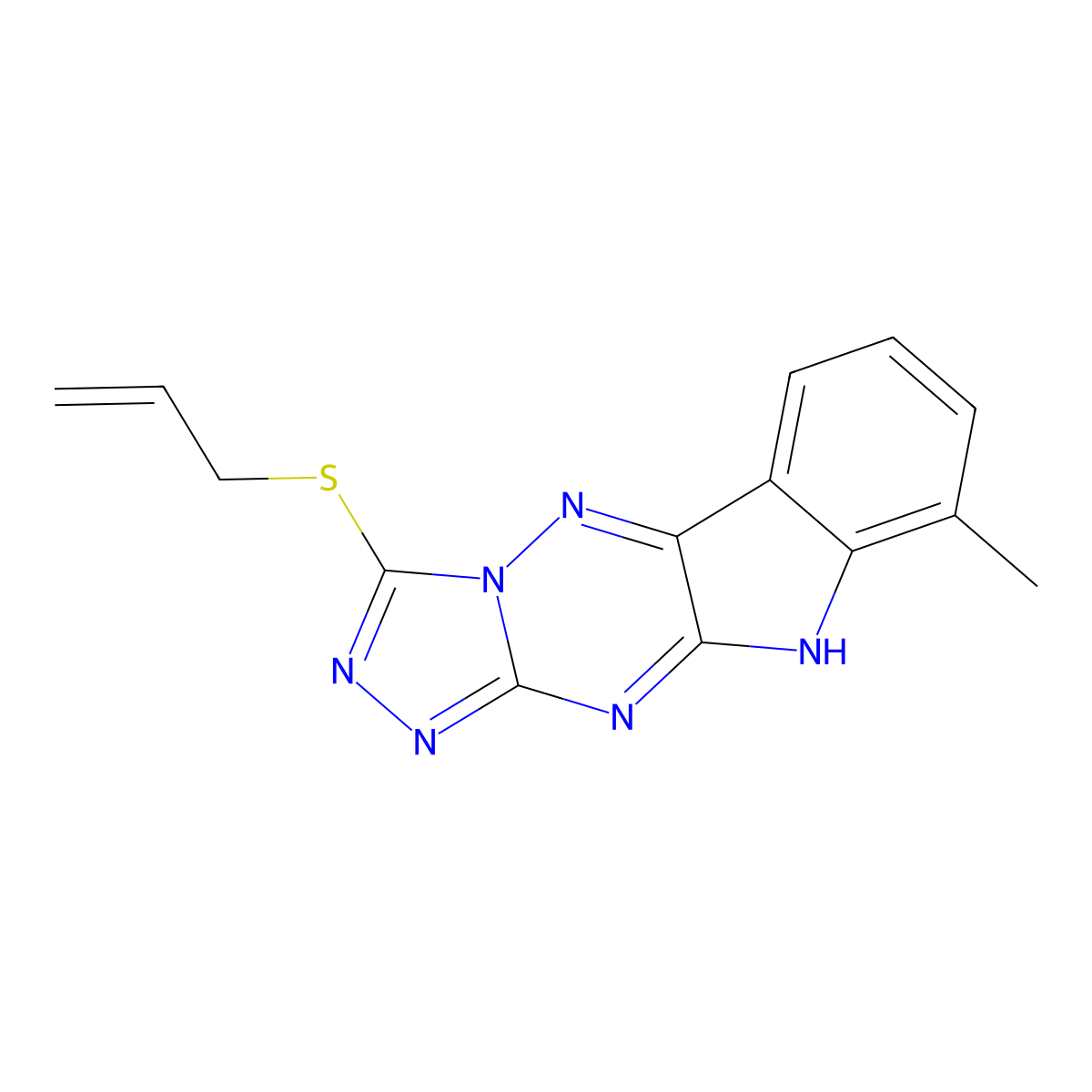 3-(allylthio)-9-methyl-10H-[1,2,4]triazolo[4',3':2,3][1,2,4]triazino[5,6-b]indole molecular structure, CAS 426251-06-1