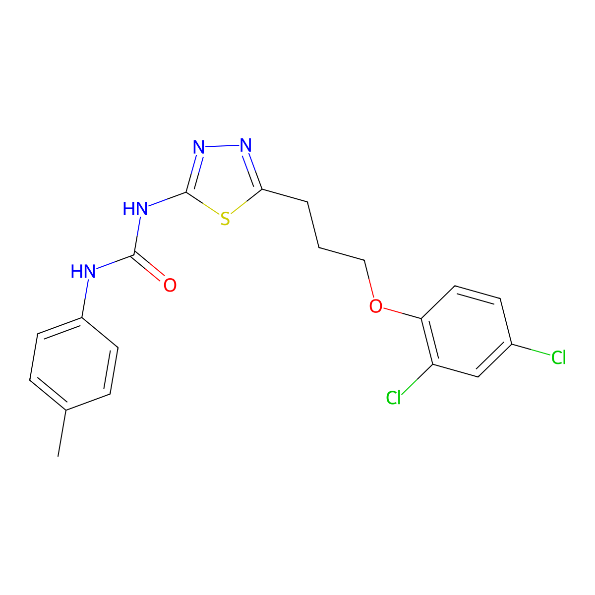 1-[5-[3-(2,4-Dichlorophenoxy)propyl]-1,3,4-thiadiazol-2-yl]-3-(4-methylphenyl)urea molecular structure, CAS 426251-27-6