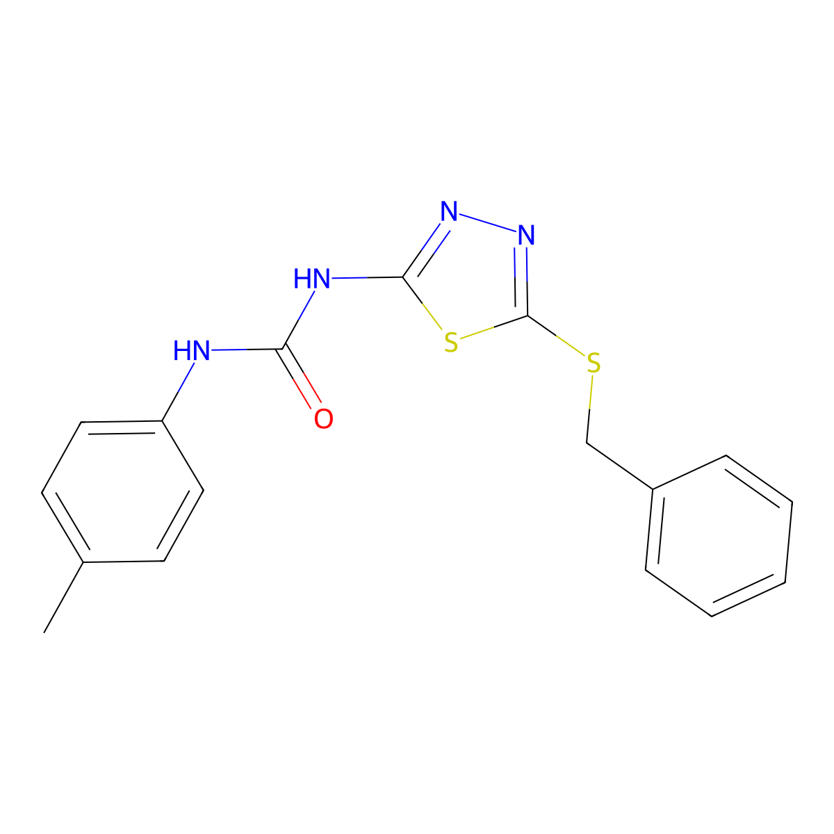 1-(5-Benzylsulfanyl-1,3,4-thiadiazol-2-yl)-3-(4-methylphenyl)urea molecular structure, CAS 426251-40-3