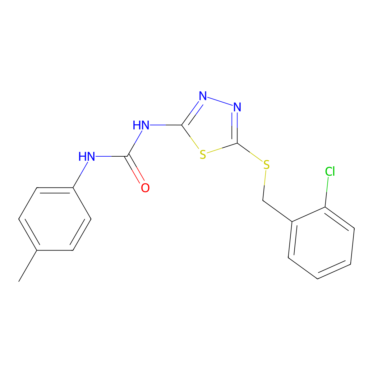 1-{5-[(2-Chlorobenzyl)sulfanyl]-1,3,4-thiadiazol-2-yl}-3-(4-methylphenyl)urea molecular structure, CAS 426251-44-7