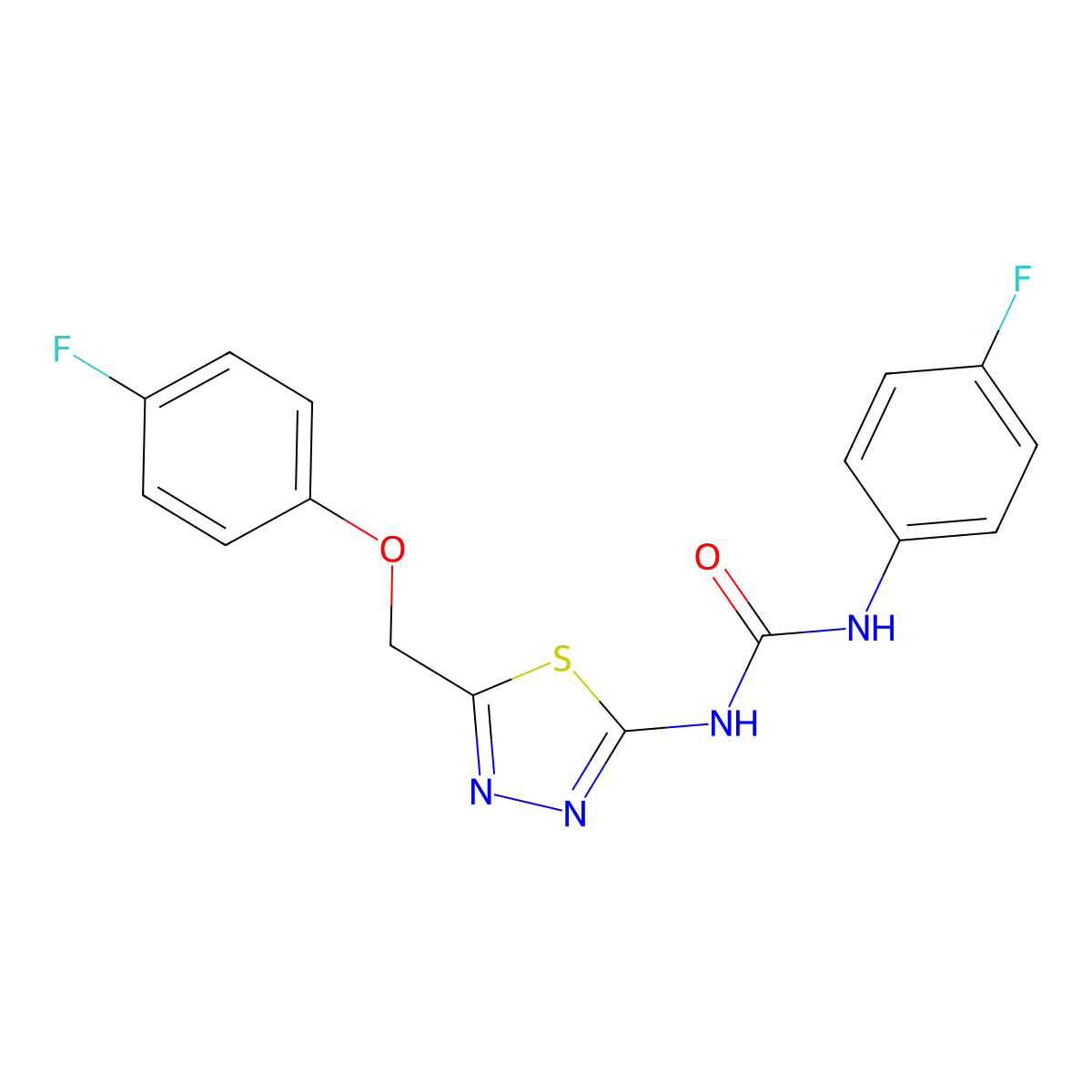 1-{5-[(4-Fluorophenoxy)methyl]-1,3,4-thiadiazol-2-yl}-3-(4-fluorophenyl)urea molecular structure, CAS 426251-45-8