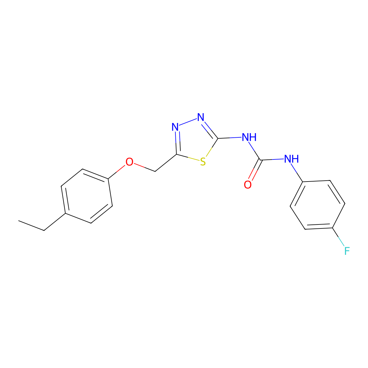 1-[5-[(4-Ethylphenoxy)methyl]-1,3,4-thiadiazol-2-yl]-3-(4-fluorophenyl)urea molecular structure, CAS 426251-59-4
