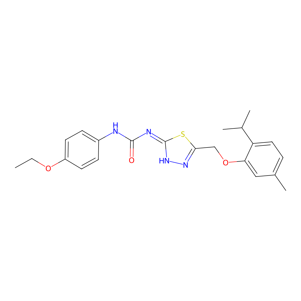 1-(4-Ethoxyphenyl)-3-[5-[(5-methyl-2-propan-2-ylphenoxy)methyl]-1,3,4-thiadiazol-2-yl]urea molecular structure, CAS 426251-64-1