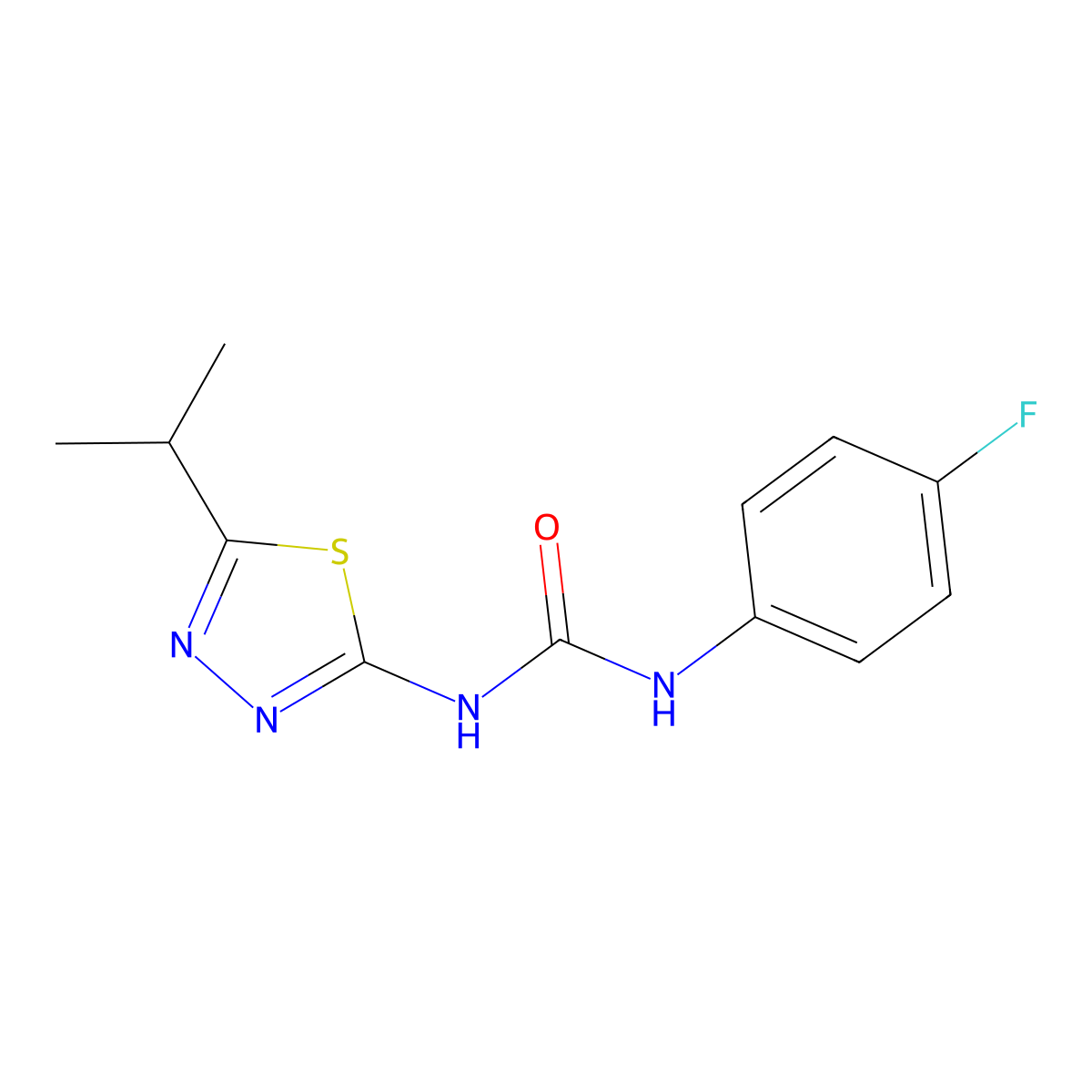 1-(4-Fluorophenyl)-3-(5-propan-2-yl-1,3,4-thiadiazol-2-yl)urea molecular structure, CAS 426251-65-2