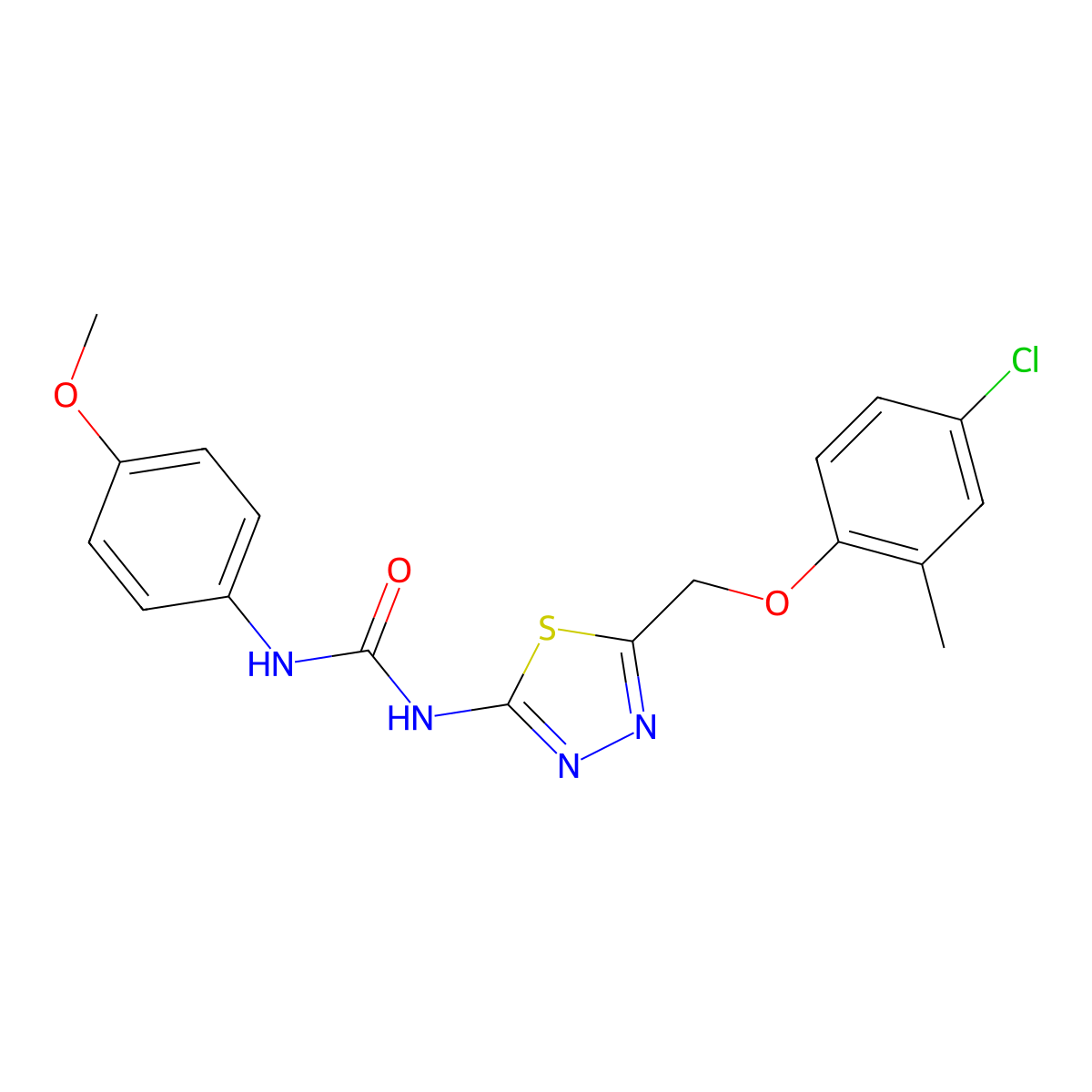 1-[5-[(4-Chloro-2-methylphenoxy)methyl]-1,3,4-thiadiazol-2-yl]-3-(4-methoxyphenyl)urea molecular structure, CAS 426251-95-8