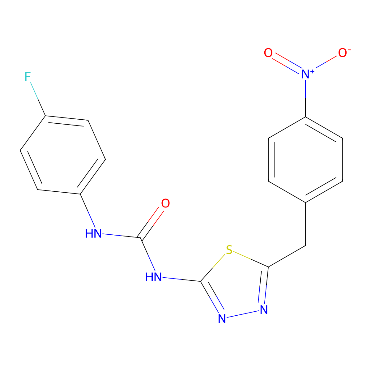 1-(4-Fluorophenyl)-3-[5-(4-nitrobenzyl)-1,3,4-thiadiazol-2-yl]urea molecular structure, CAS 426252-00-8