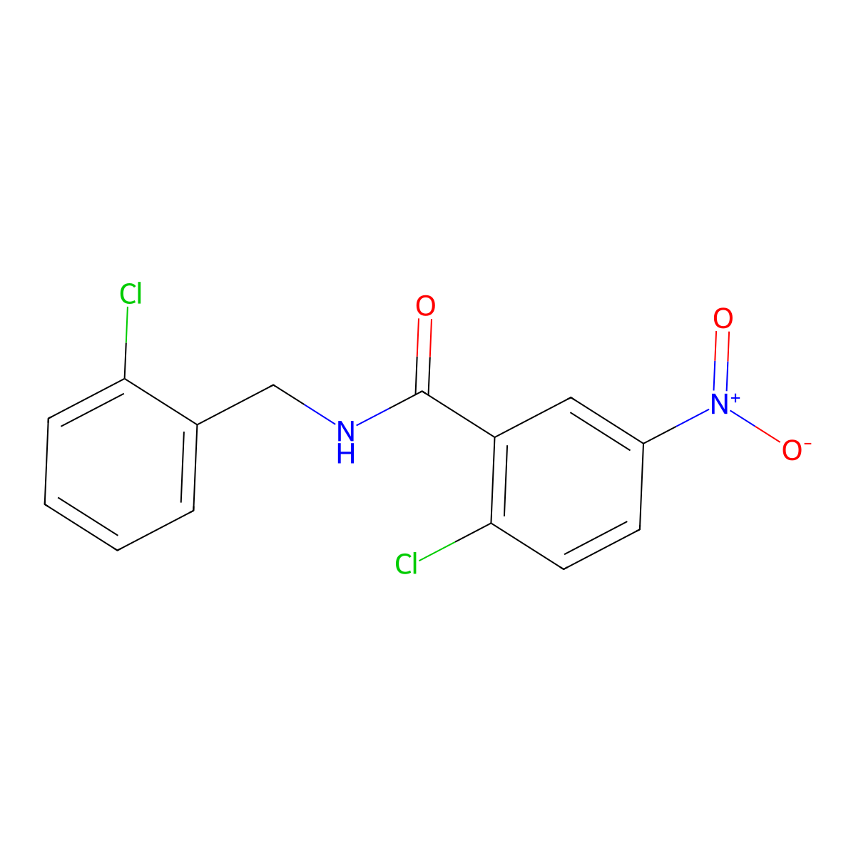 2-chloro-N-(2-chlorobenzyl)-5-nitrobenzamide molecular structure, CAS 426252-40-6