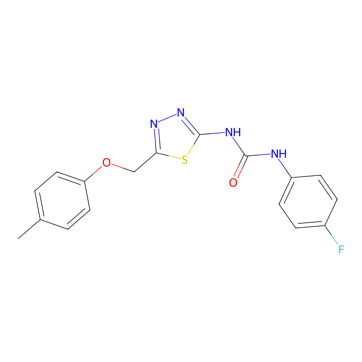 1-(4-Fluorophenyl)-3-[5-[(4-methylphenoxy)methyl]-1,3,4-thiadiazol-2-yl]urea molecular structure, CAS 426252-60-0