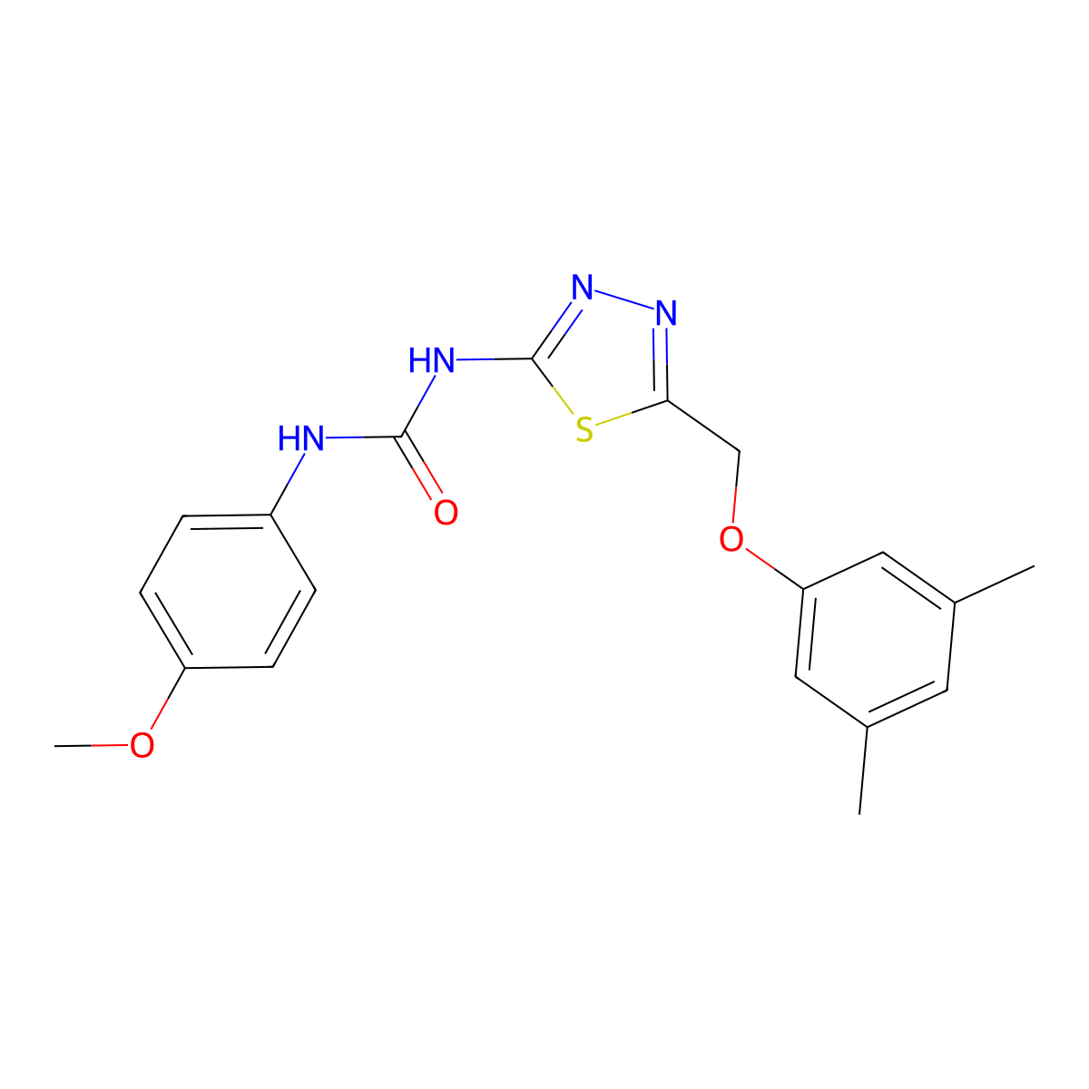 1-(5-((3,5-Dimethylphenoxy)methyl)-1,3,4-thiadiazol-2-yl)-3-(4-methoxyphenyl)urea molecular structure, CAS 426252-62-2