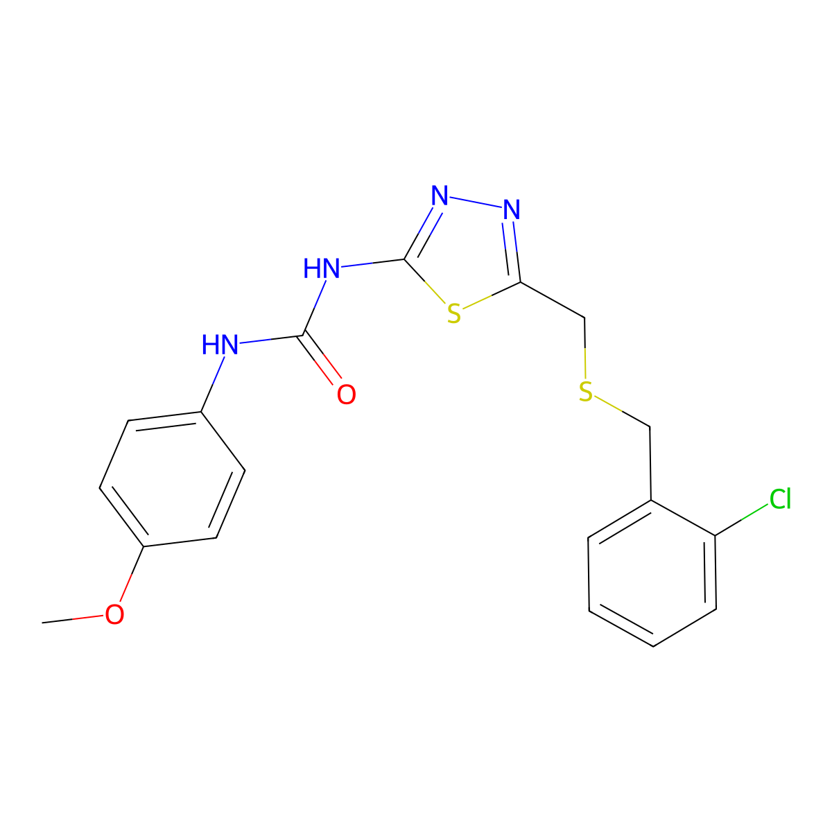1-[5-[(2-Chlorophenyl)methylsulfanylmethyl]-1,3,4-thiadiazol-2-yl]-3-(4-methoxyphenyl)urea molecular structure, CAS 426252-81-5