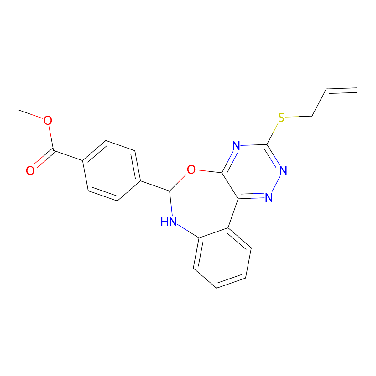 Methyl4-[3-(allylthio)-6,7-dihydro[1,2,4]triazino[5,6-d][3,1]benzoxazepin-6-yl]benzoate molecular structure, CAS 426252-91-7