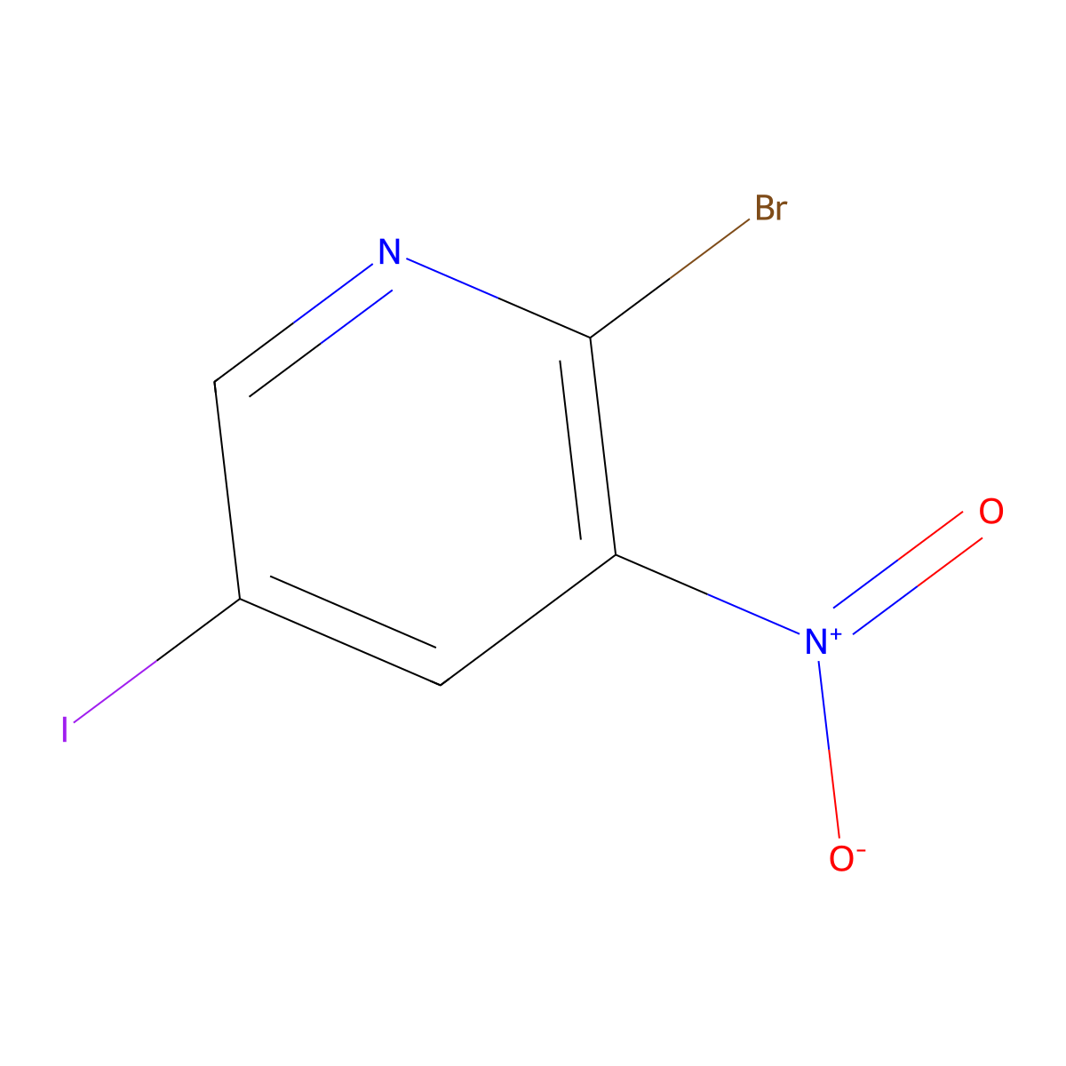 2-Bromo-5-iodo-3-nitropyridine molecular structure, CAS 426463-20-9