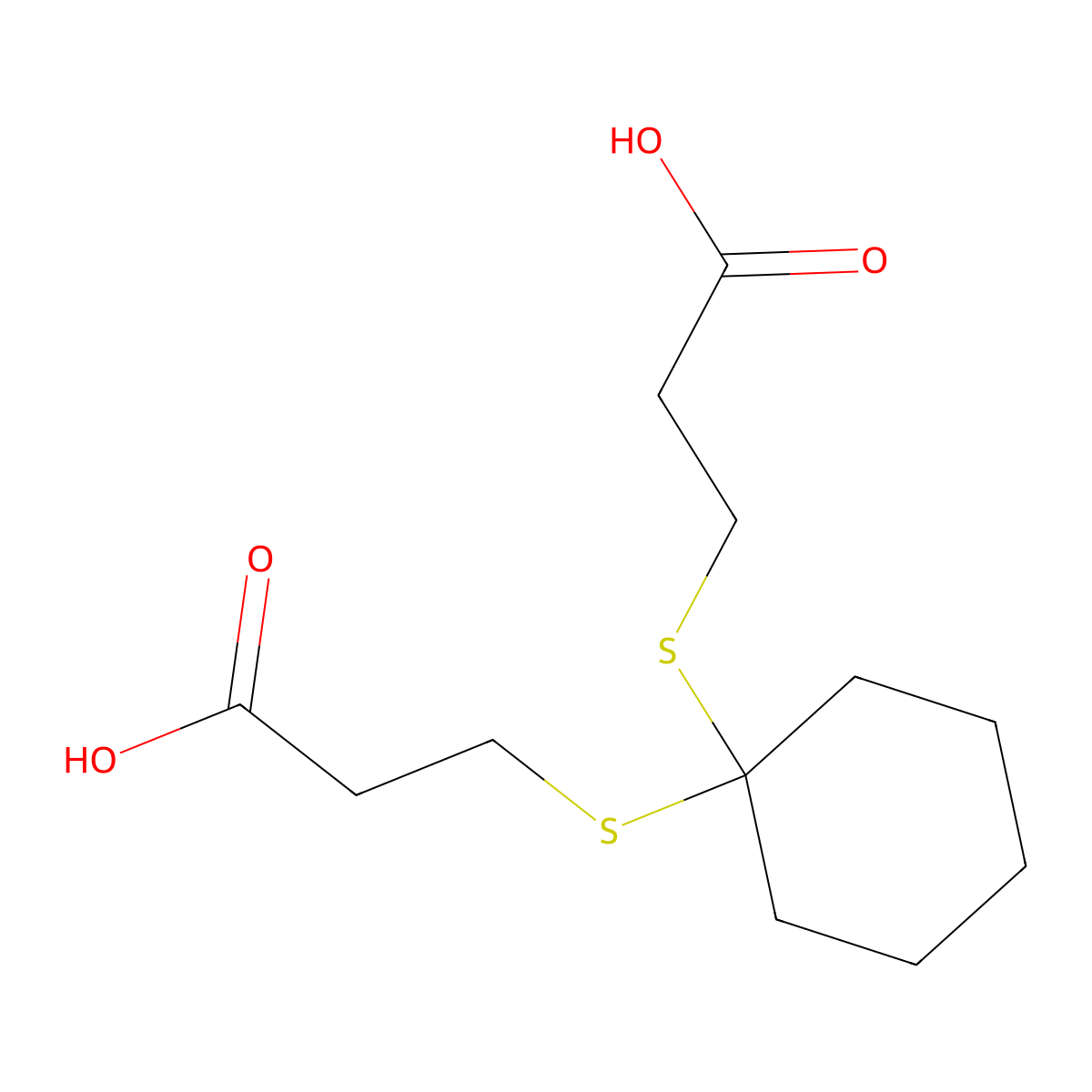 Cyclohexane-1,1-bis(3-thiopropionic acid) molecular structure, CAS 4265-55-8