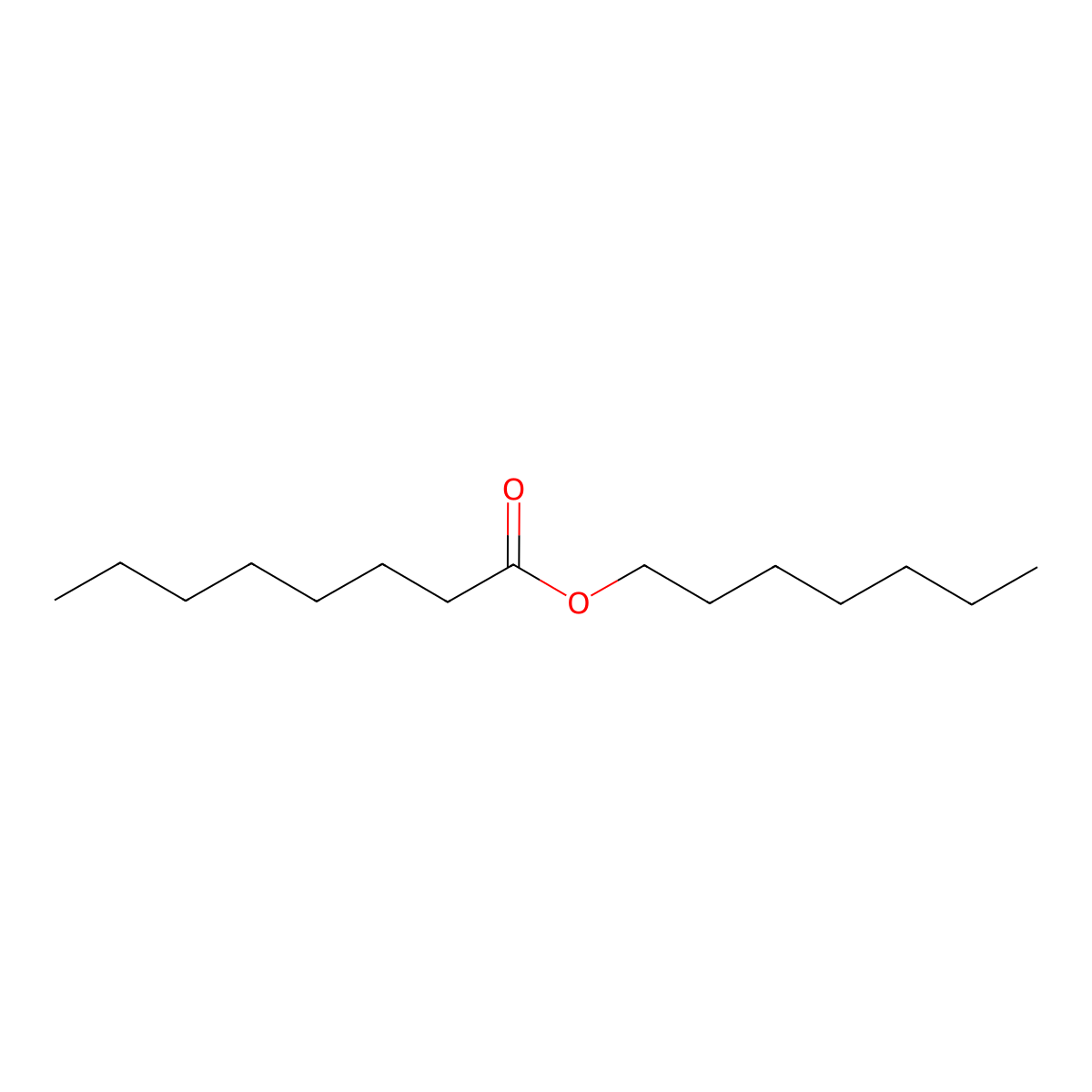 Heptyl octanoate molecular structure, CAS 4265-97-8