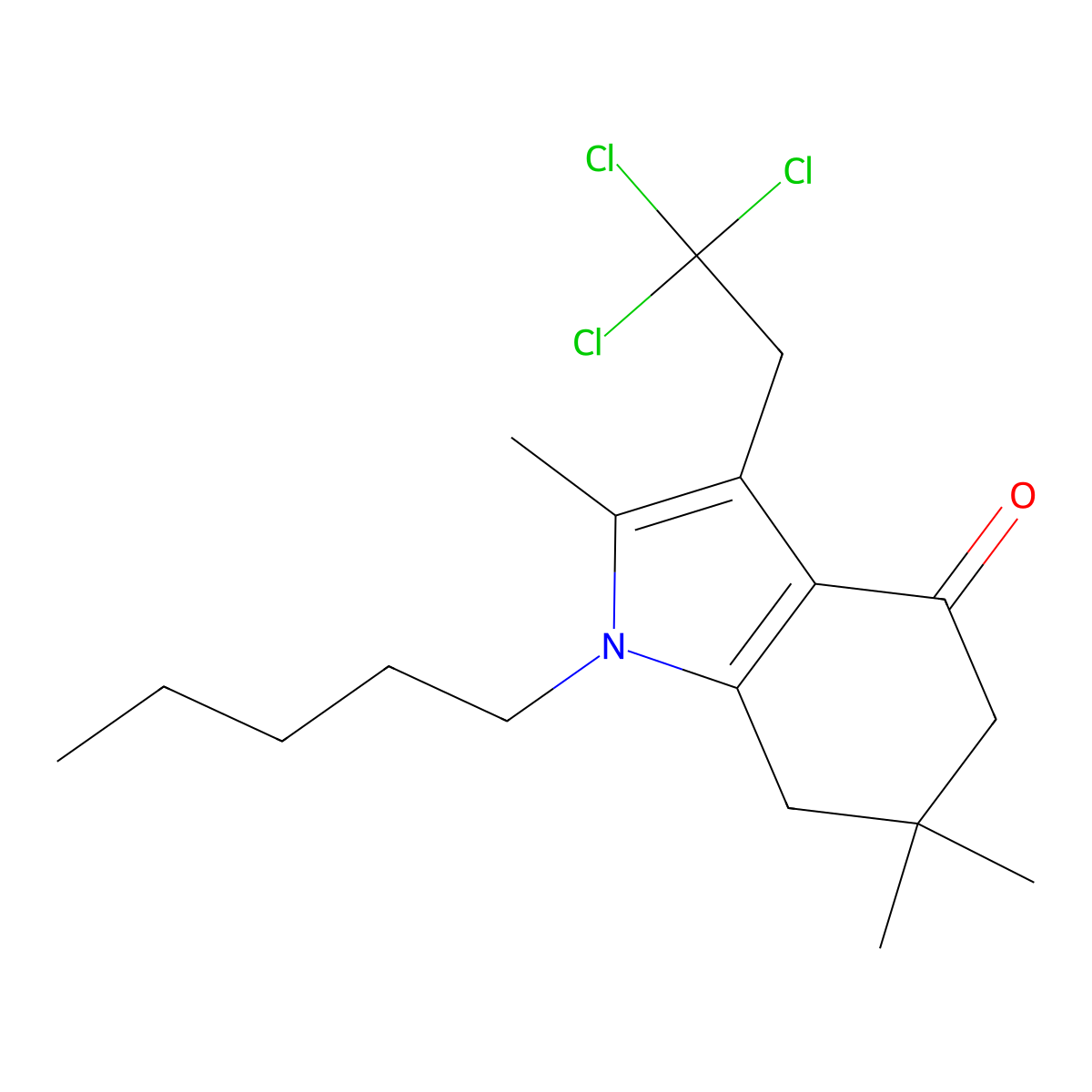 2,6,6-Trimethyl-1-pentyl-3-(2,2,2-trichloroethyl)-5,7-dihydroindol-4-one molecular structure, CAS 426824-05-7