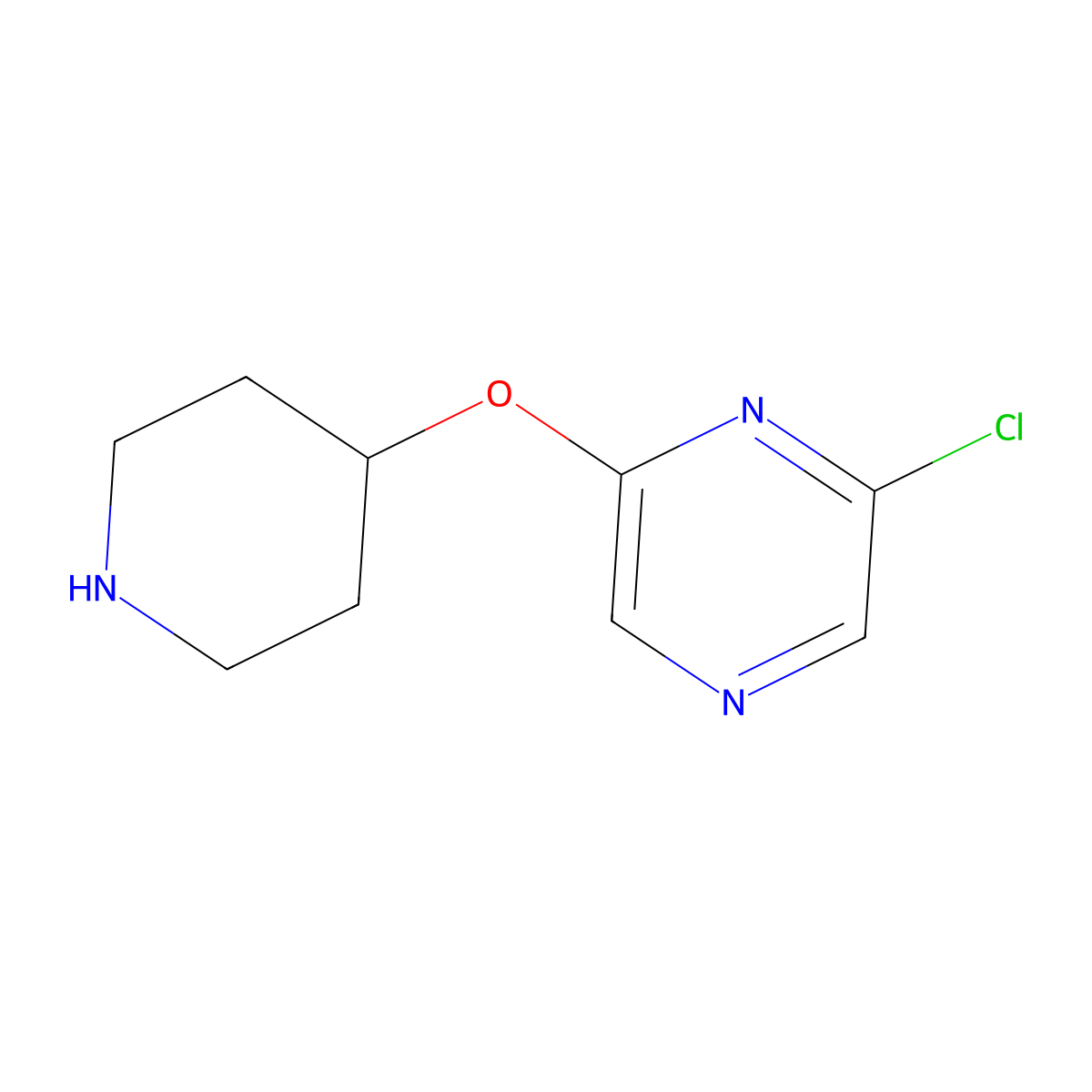 2-Chloro-6-(4-piperidinyloxy)pyrazine molecular structure, CAS 426830-19-5