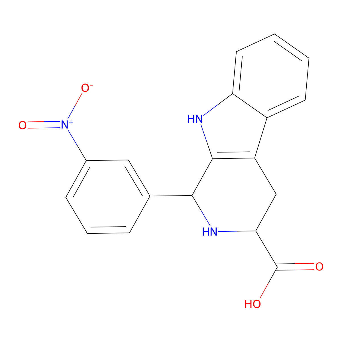 1-(3-nitrophenyl)-2,3,4,9-tetrahydro-1H-pyrido[3,4-b]indole-3-carboxylic acid molecular structure, CAS 426837-16-3
