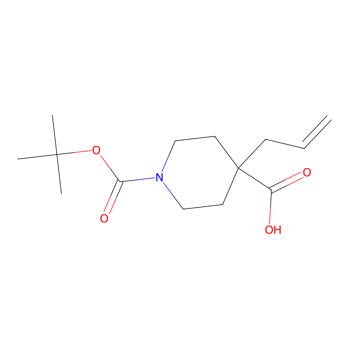 1-((Tert-butoxy)carbonyl)-4-(prop-2-en-1-yl)piperidine-4-carboxylic acid molecular structure, CAS 426842-70-8