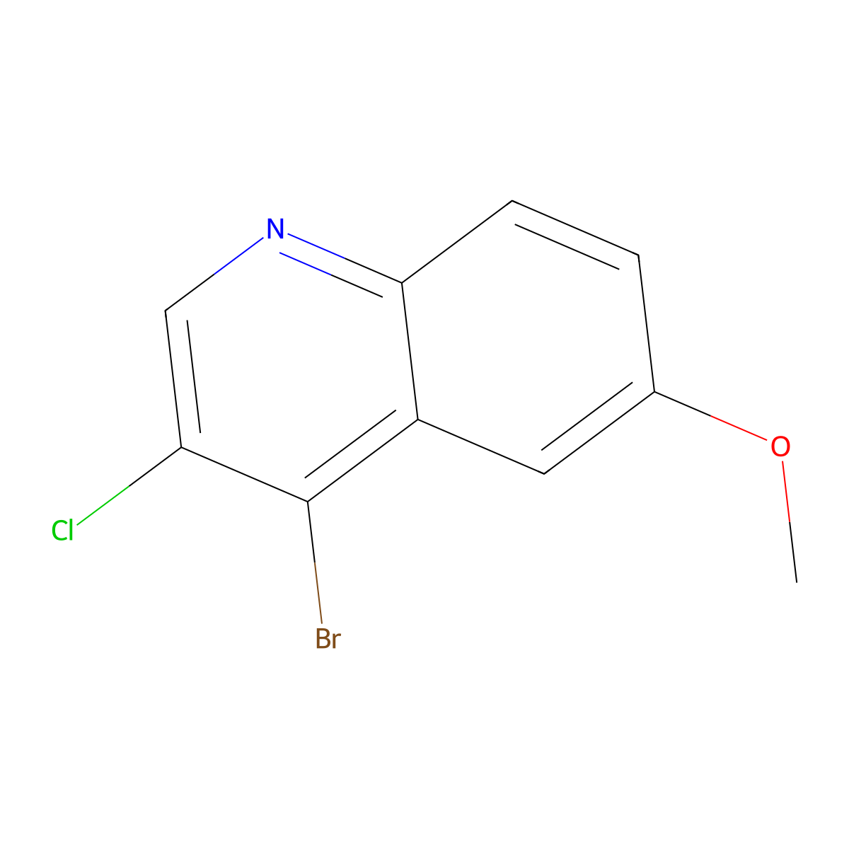 4-Bromo-3-chloro-6-methoxyquinoline molecular structure, CAS 426842-71-9