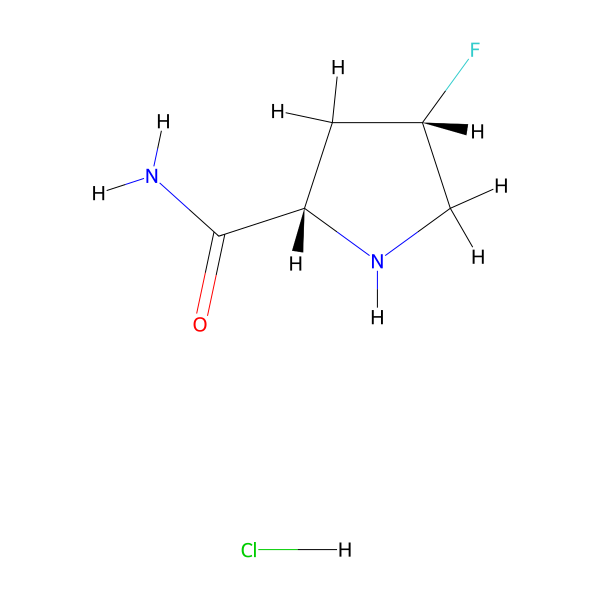 2-Pyrrolidinecarboxamide, 4-fluoro-, hydrochloride (1:1), (2S,4S)- molecular structure, CAS 426844-23-7