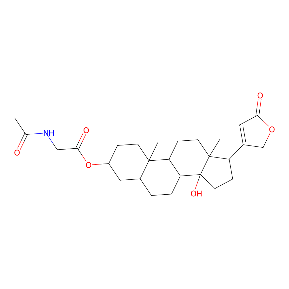 5-beta-Card-20(22)-enolide, 3-beta,14-dihydroxy-, 3-(acetamidoacetate) (ester) molecular structure, CAS 42716-84-7