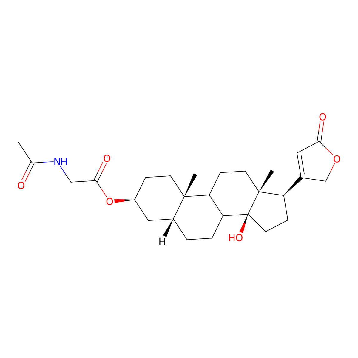 5-beta-Card-20(22)-enolide, 3-beta,14-dihydroxy-, 3-(acetamidoacetate) (ester) molecular structure, CAS 42716-84-7