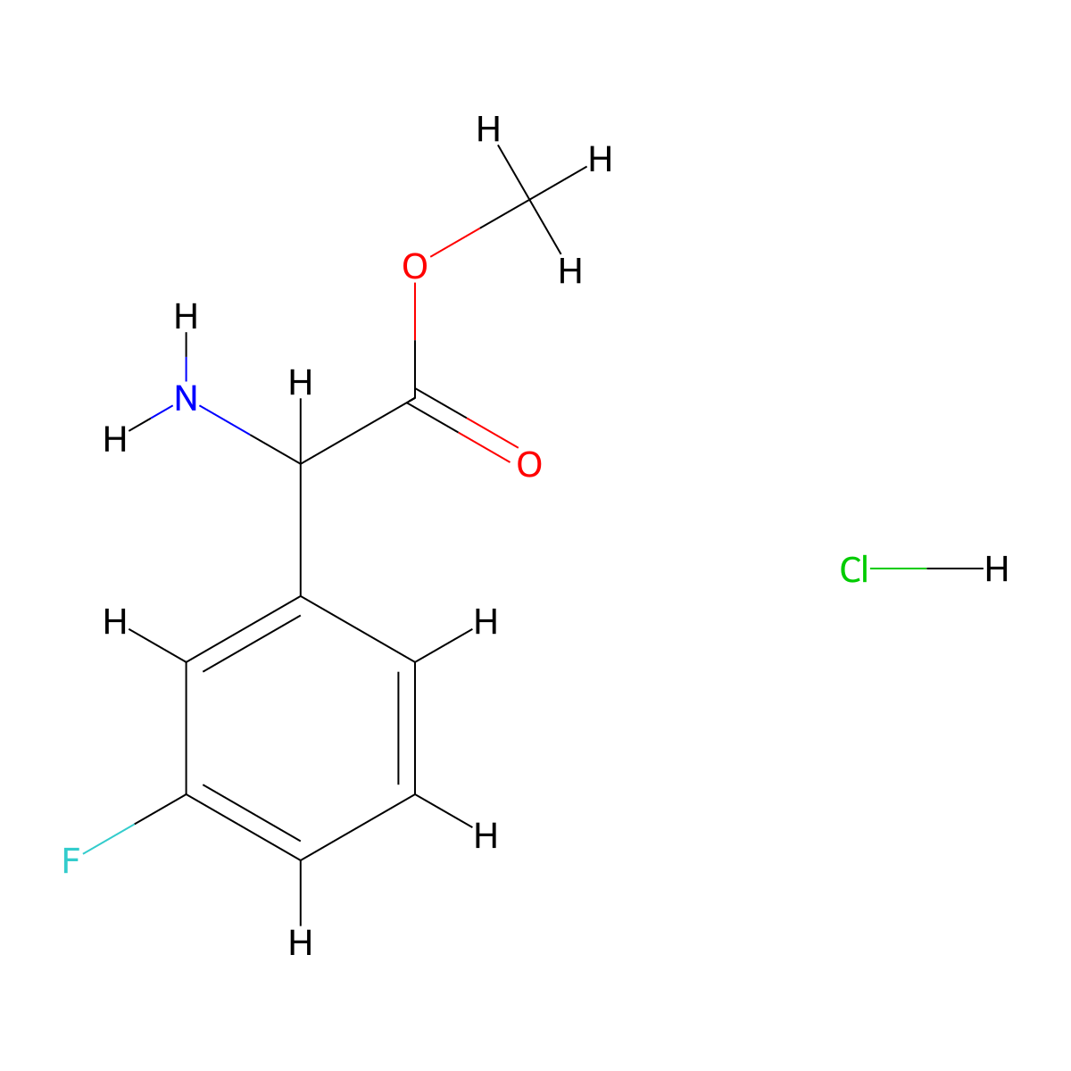 Methyl amino(3-fluorophenyl)acetate hydrochloride molecular structure, CAS 42718-21-8