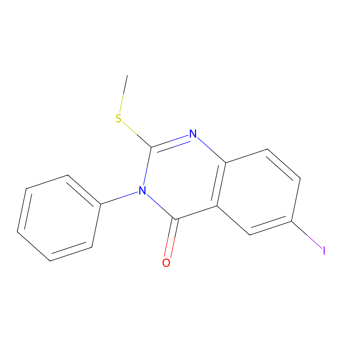 6-Iodo-2-methylsulfanyl-3-phenylquinazolin-4-one molecular structure, CAS 42728-46-1