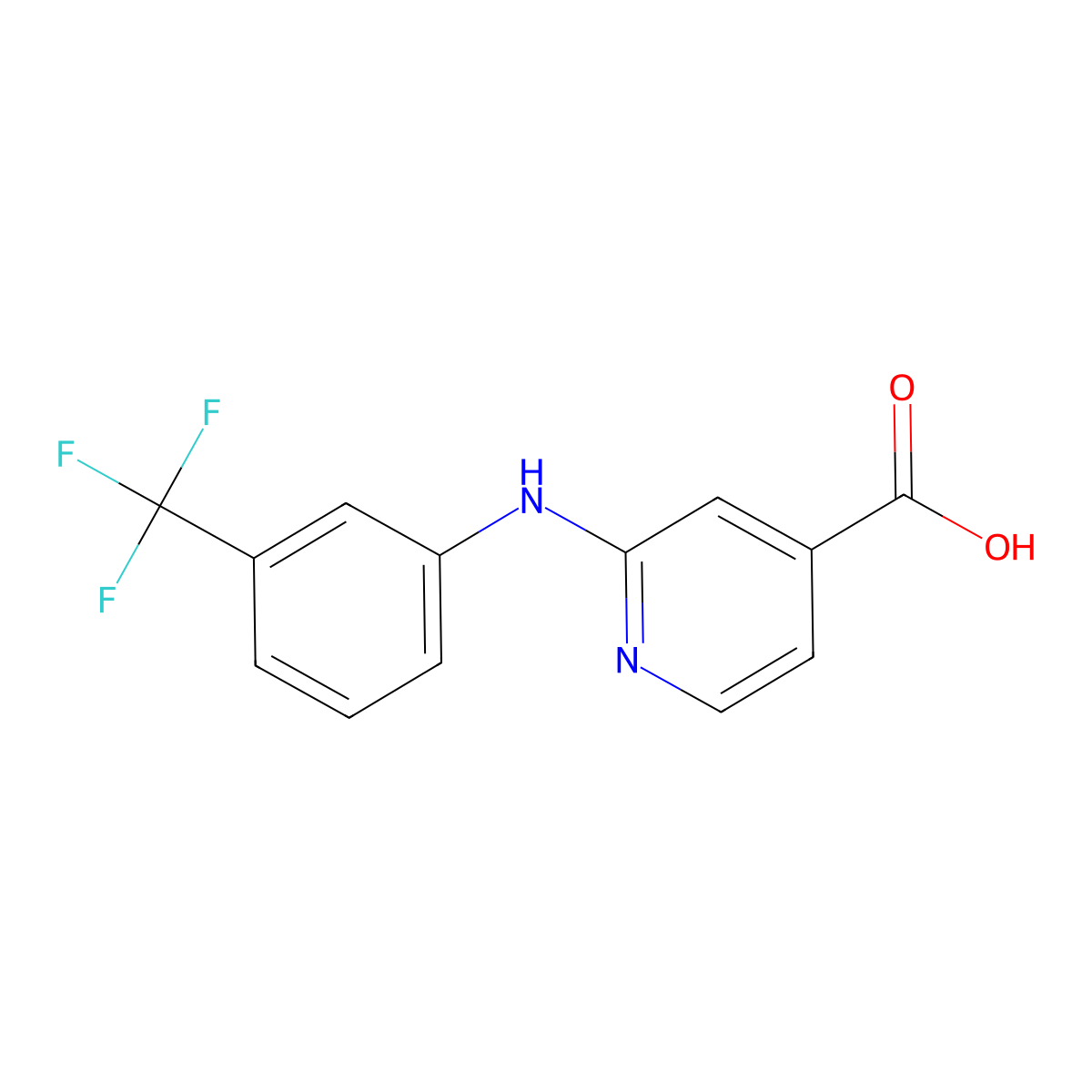 2-{[3-(Trifluoromethyl)phenyl]amino}isonicotinic acid molecular structure, CAS 42729-22-6