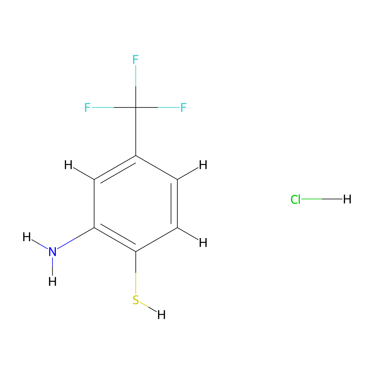 2-Amino-4-(trifluoromethyl)benzenethiol hydrochloride molecular structure, CAS 4274-38-8