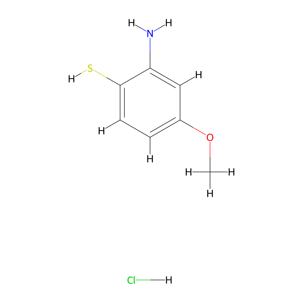 2-Amino-4-methoxybenzene-1-thiol hydrochloride molecular structure, CAS 4274-41-3
