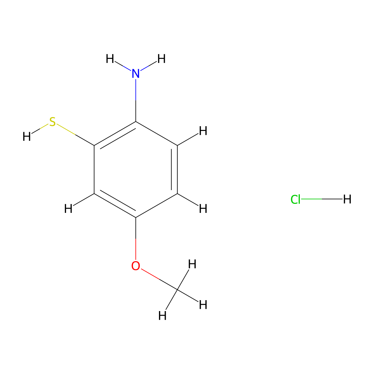 2-Amino-5-methoxybenzene-1-thiol hydrochloride molecular structure, CAS 4274-42-4