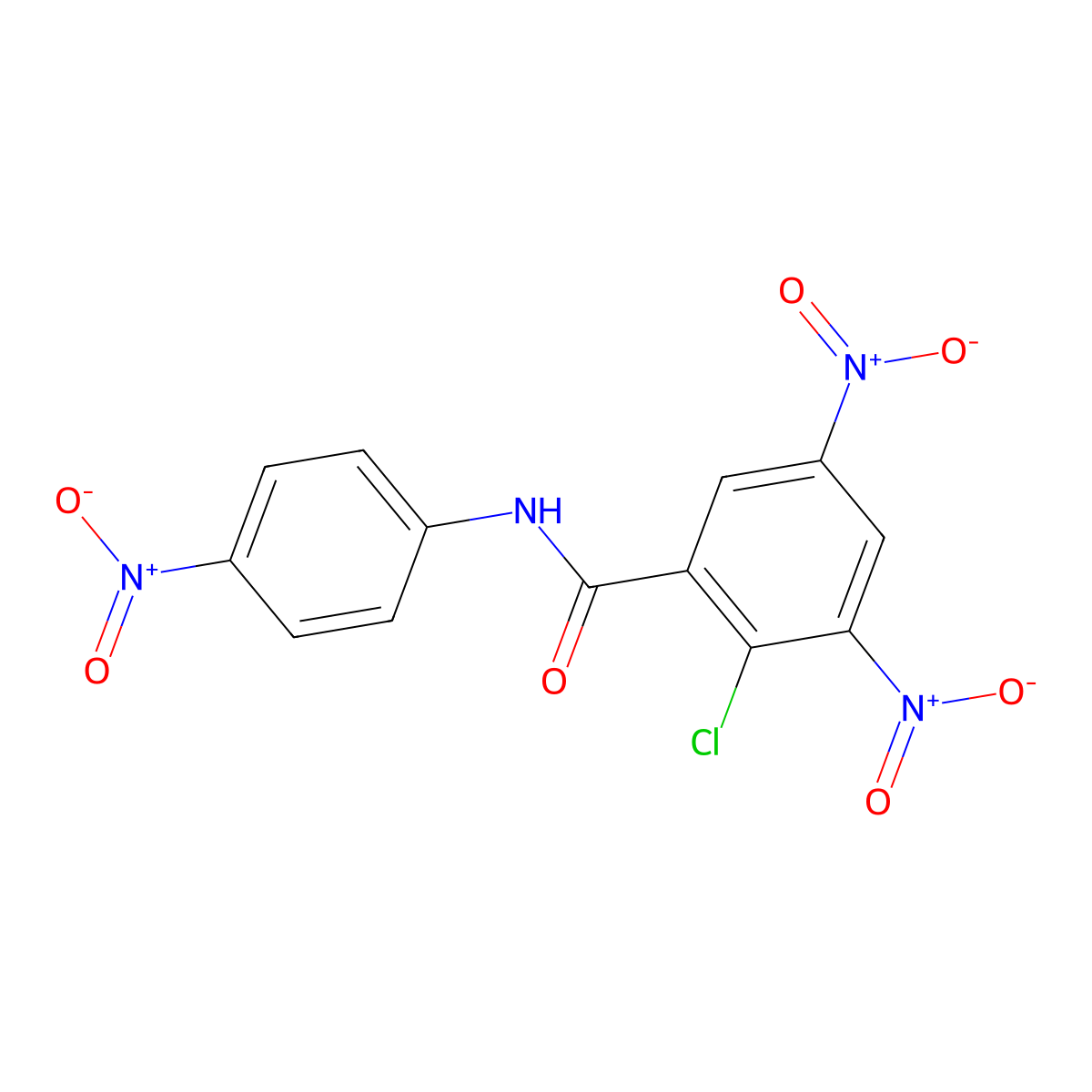 2-chloro-3,5-dinitro-N-(4-nitrophenyl)benzamide molecular structure, CAS 42747-57-9