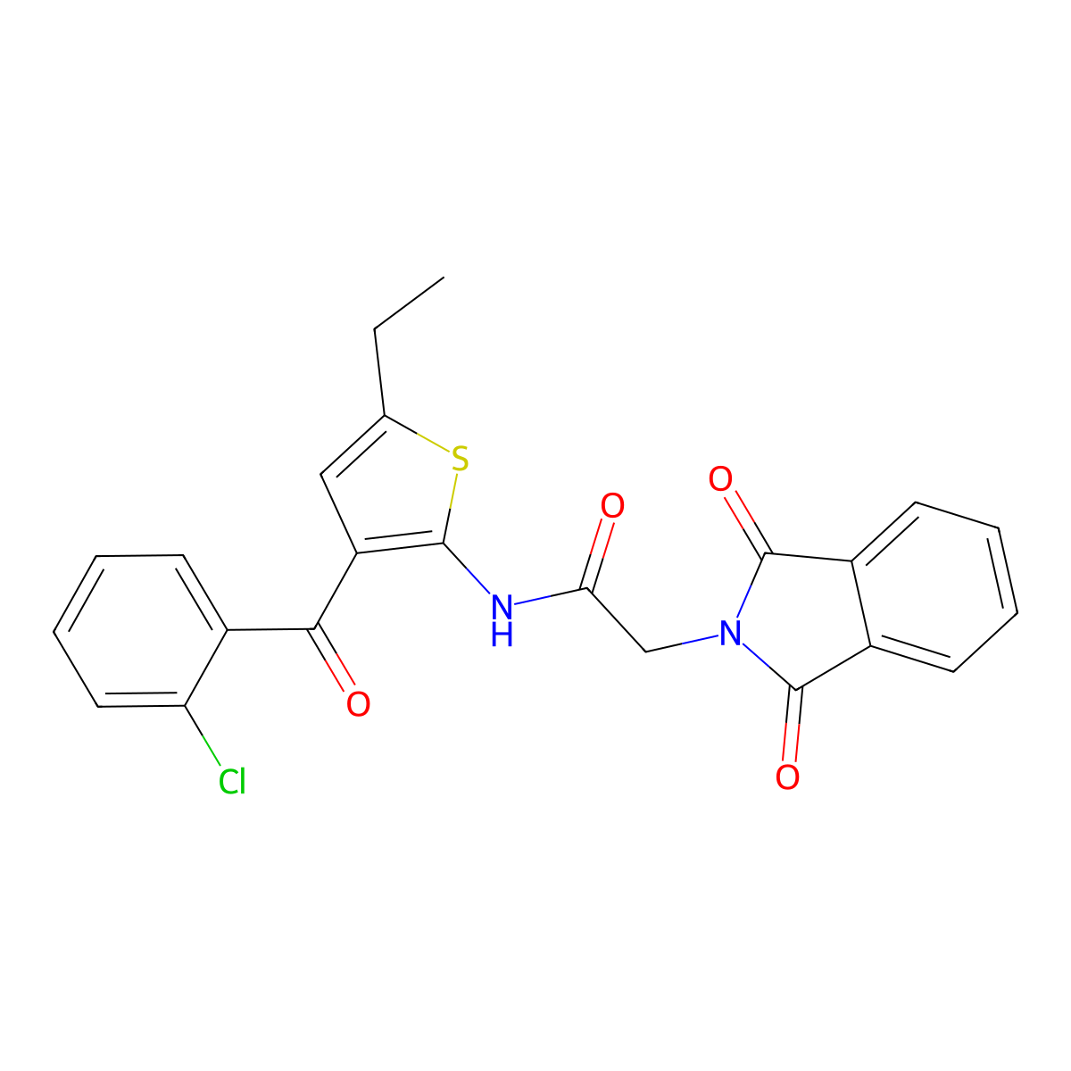 N-[3-(2-Chlorobenzoyl)-5-ethyl-2-thienyl]-1,3-dihydro-1,3-dioxo-2H-isoindole-2-acetamide molecular structure, CAS 42753-80-0