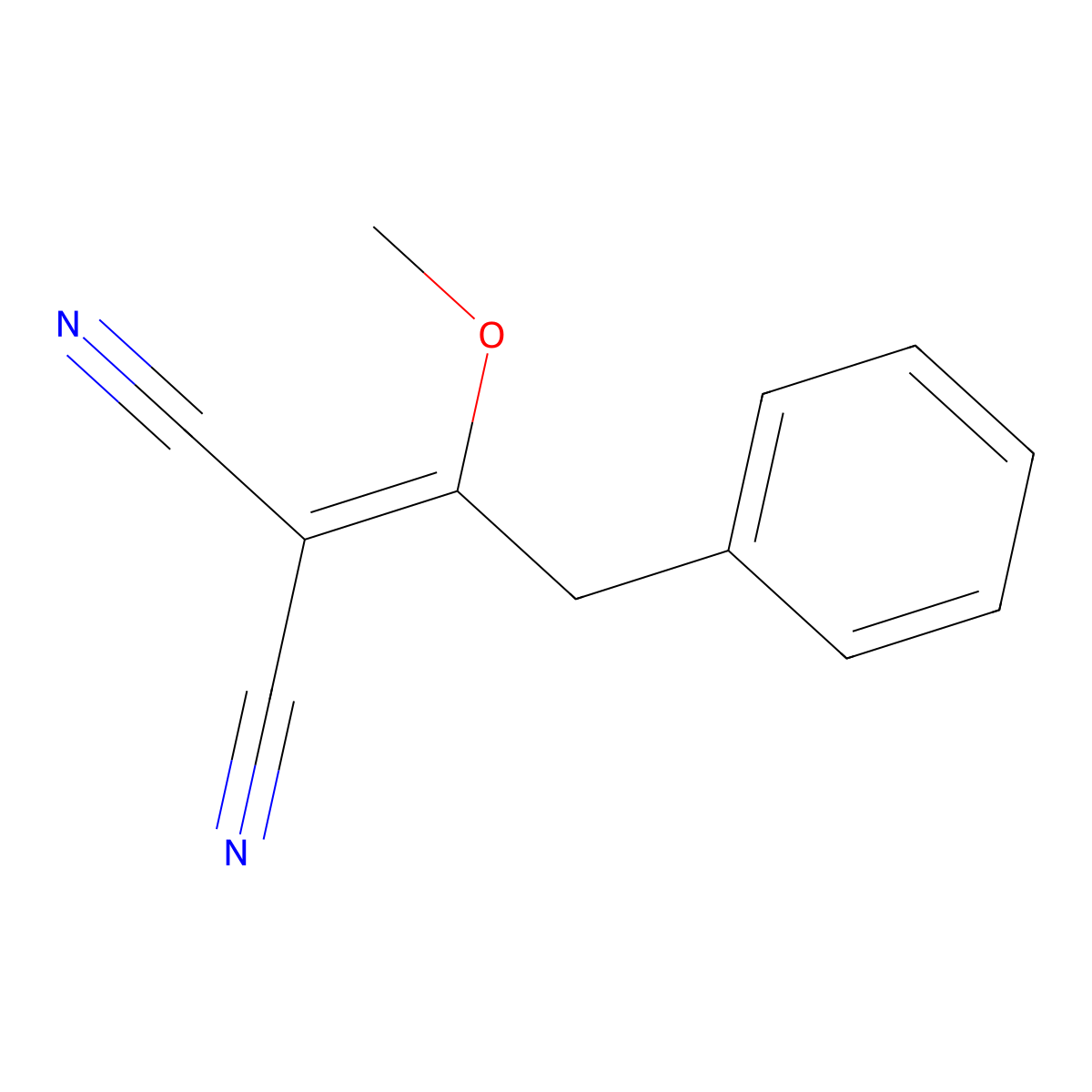 2-(1-Methoxy-2-phenylethylidene)propanedinitrile molecular structure, CAS 42754-59-6