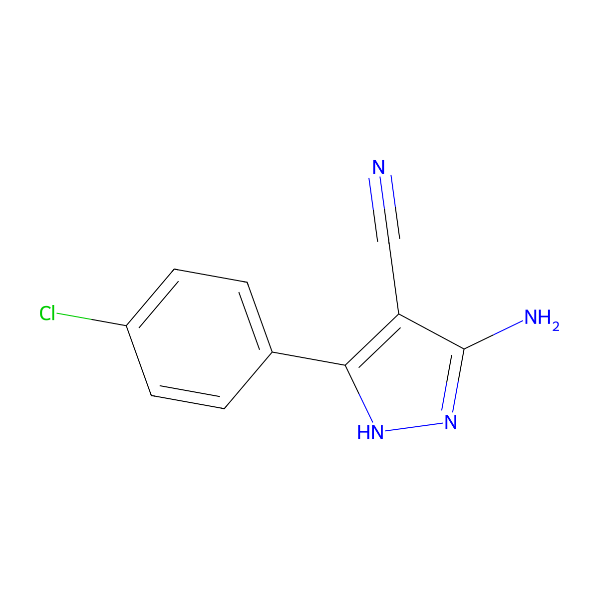 5-Amino-3-(4-chlorophenyl)-1H-pyrazole-4-carbonitrile molecular structure, CAS 42754-62-1