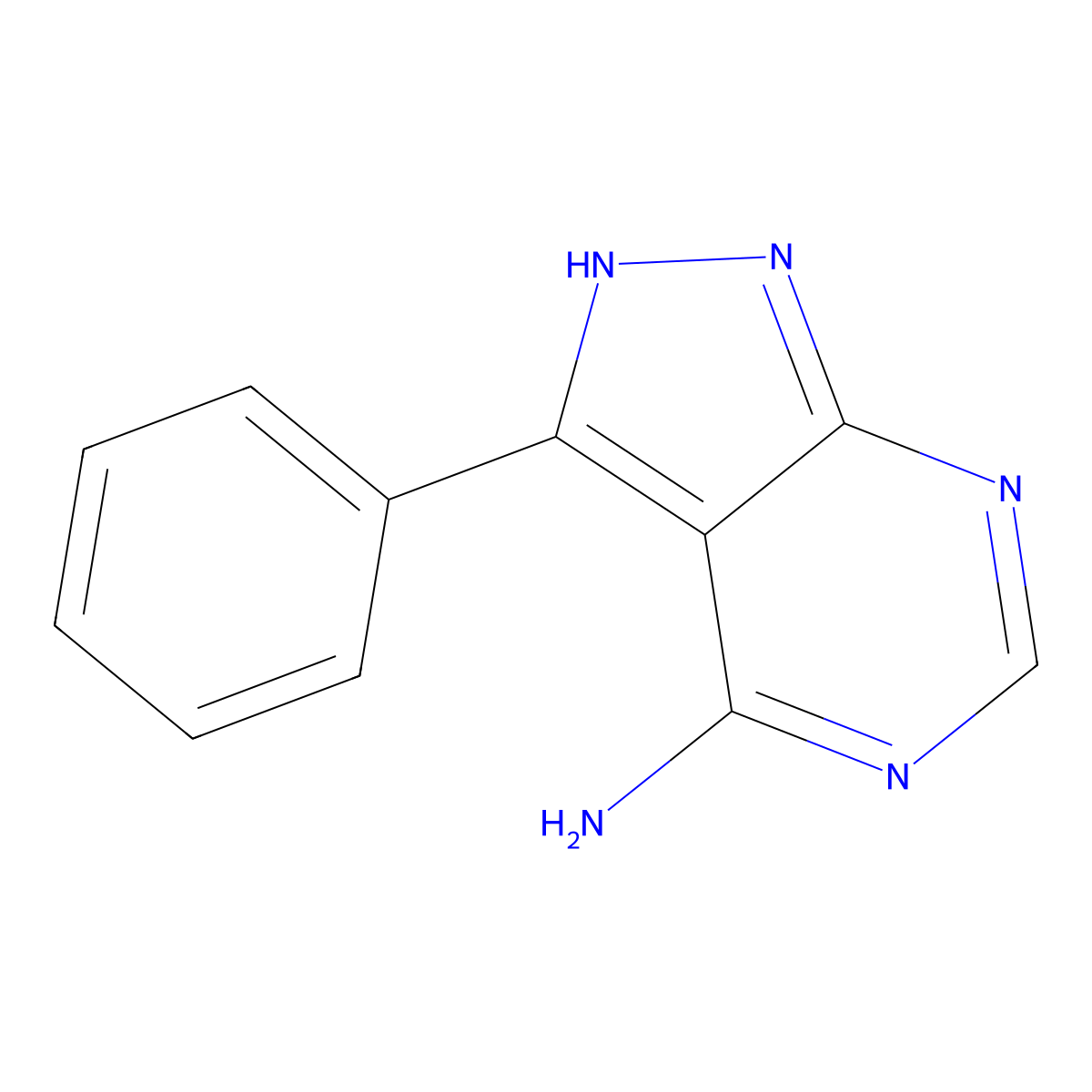 3-phenyl-1H-pyrazolo[3,4-d]pyrimidin-4-amine molecular structure, CAS 42754-69-8