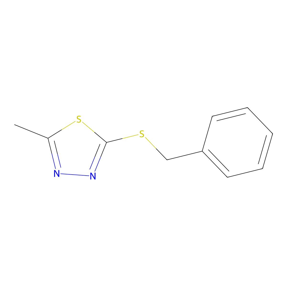 2-Benzylsulfanyl-5-methyl-1,3,4-thiadiazole molecular structure, CAS 42755-32-8