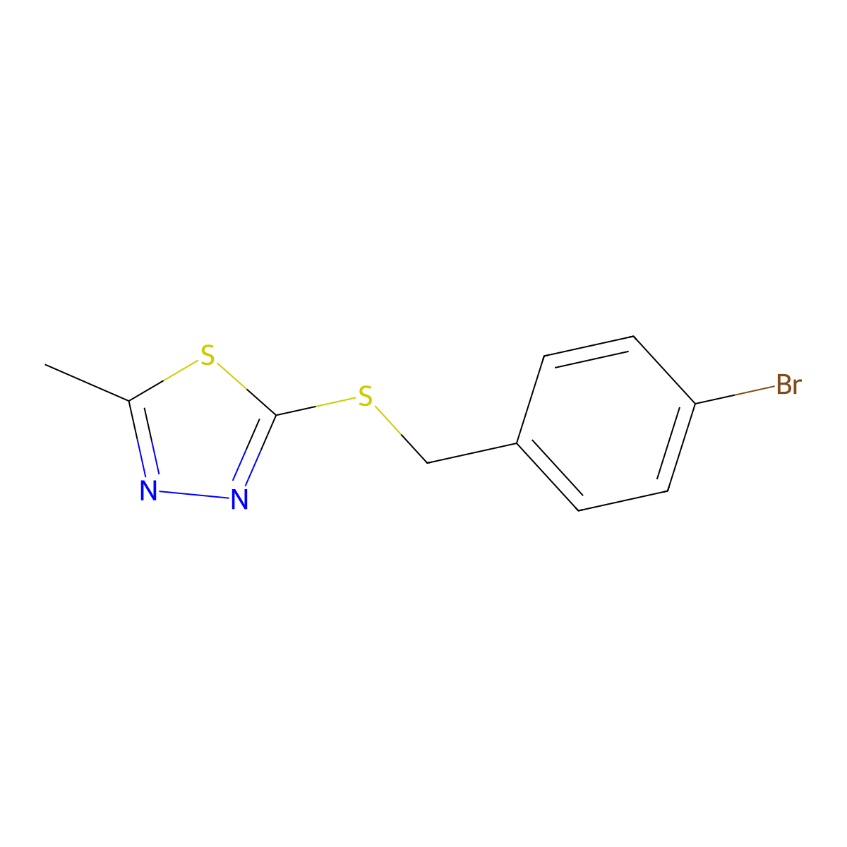 2-[(4-Bromobenzyl)sulfanyl]-5-methyl-1,3,4-thiadiazole molecular structure, CAS 42755-33-9