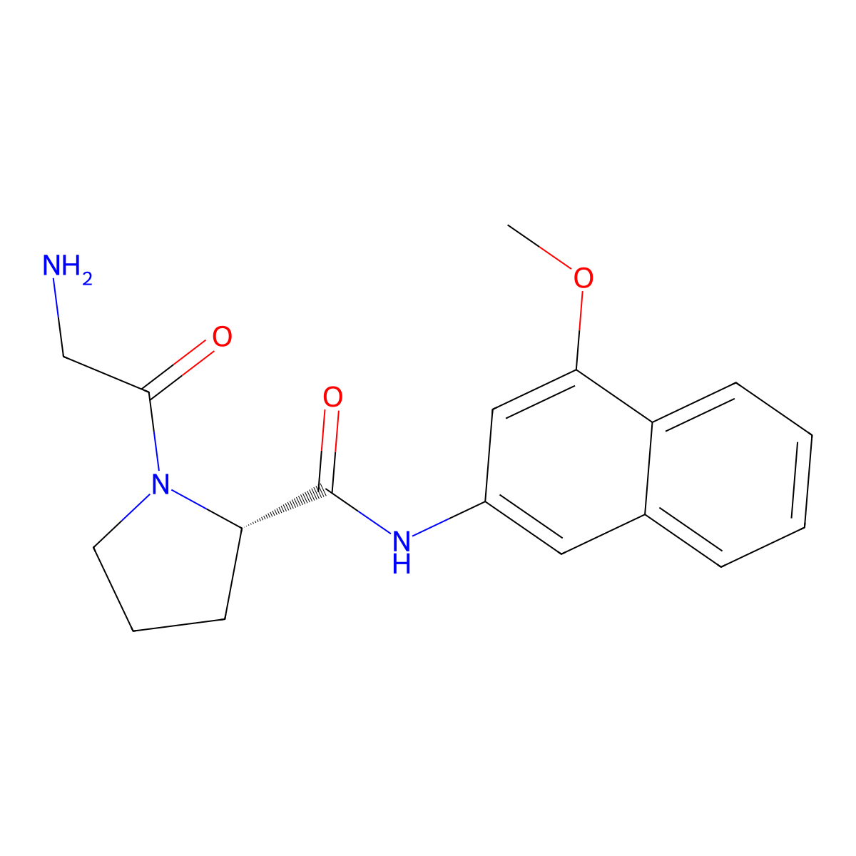 (2S)-1-(2-aminoacetyl)-N-(4-methoxynaphthalen-2-yl)pyrrolidine-2-carboxamide molecular structure, CAS 42761-76-2