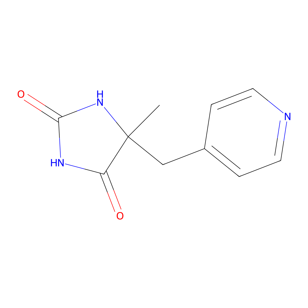 5-Methyl-5-[(pyridin-4-yl)methyl]imidazolidine-2,4-dione molecular structure, CAS 42768-32-1
