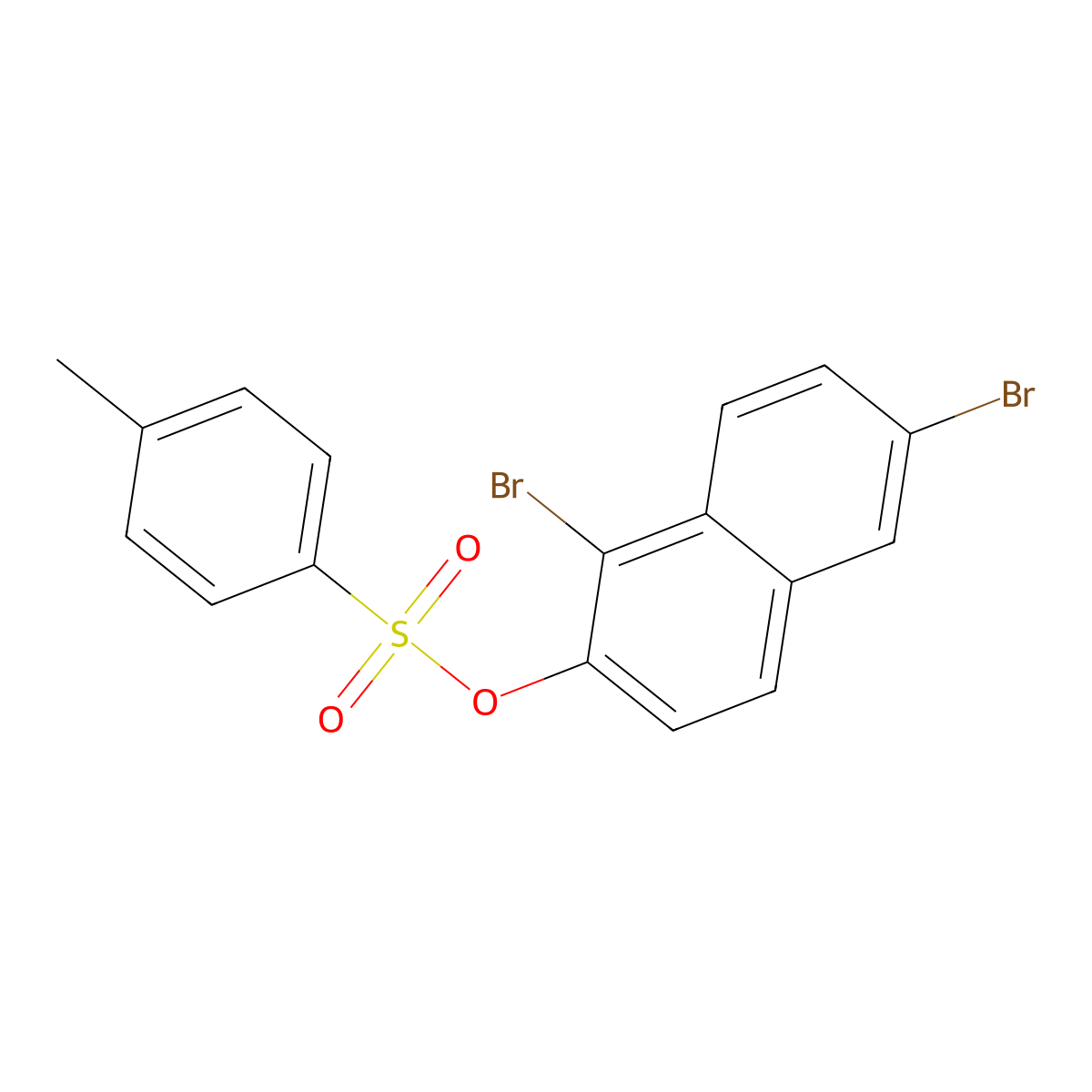 1,6-Dibromonaphthalen-2-yl 4-methylbenzene-1-sulfonate molecular structure, CAS 42768-99-0