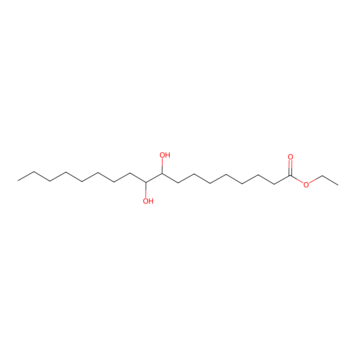 Ethyl 9,10-dihydroxyoctadecanoate molecular structure, CAS 4277-20-7