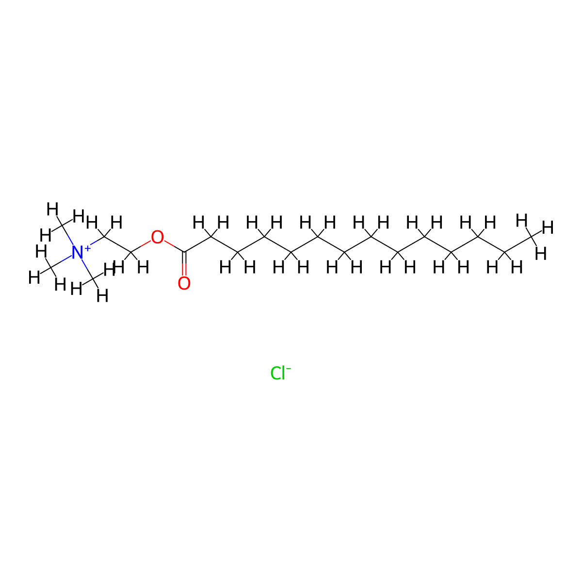 Myristoylcholine chloride molecular structure, CAS 4277-89-8