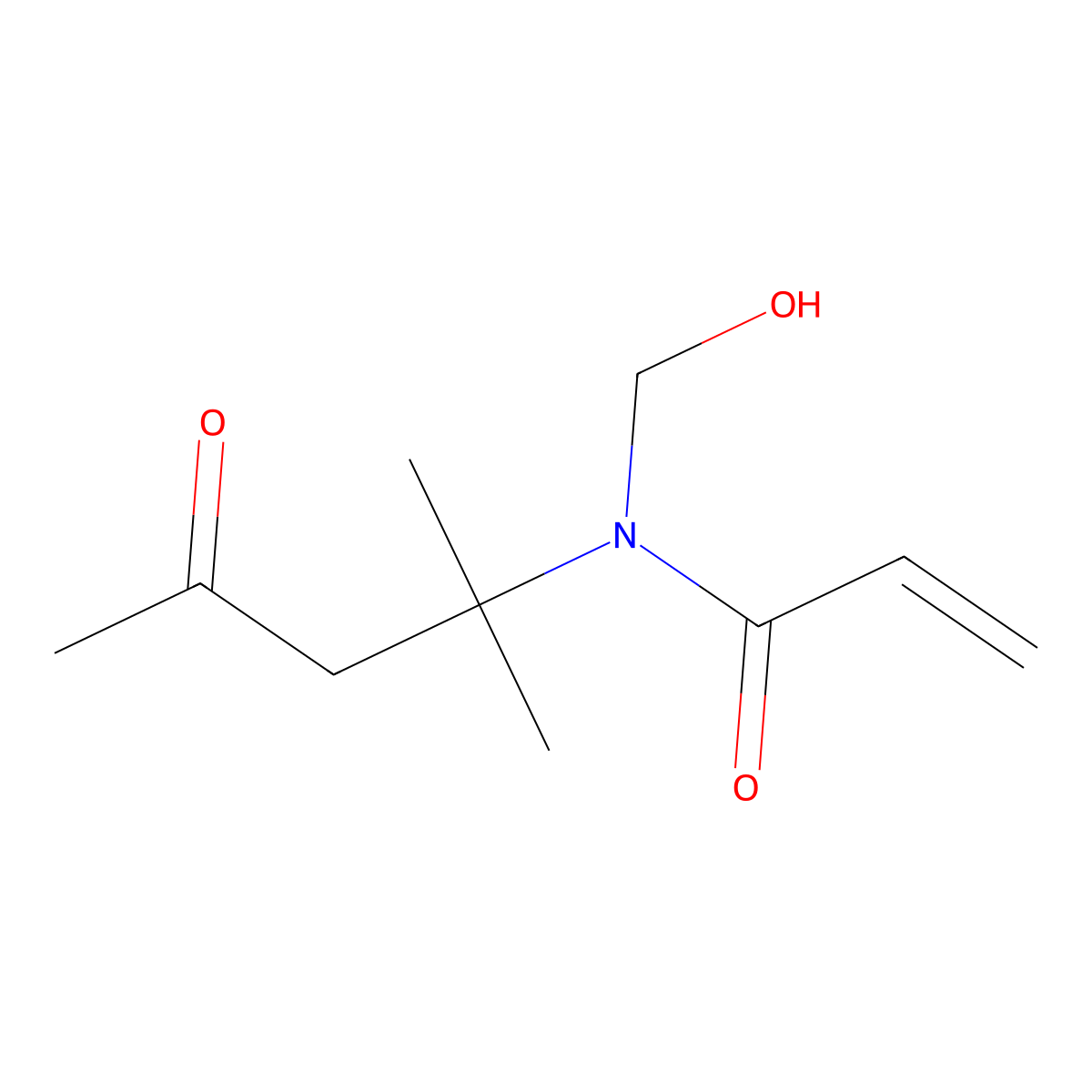 2-Propenamide, N-(1,1-dimethyl-3-oxobutyl)-N-(hydroxymethyl)- molecular structure, CAS 42772-51-0