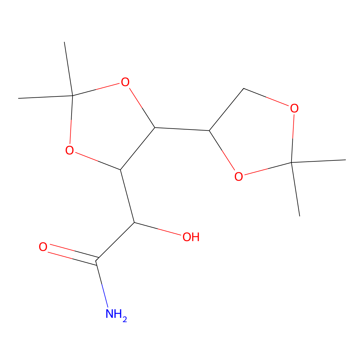3,4;5,6-di-O-isopropylidene-D-gluconic amide molecular structure, CAS 42776-49-8