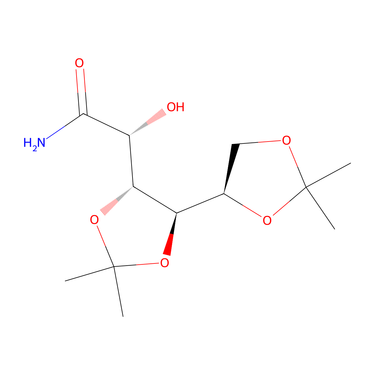 3,4;5,6-di-O-isopropylidene-D-gluconic amide molecular structure, CAS 42776-49-8